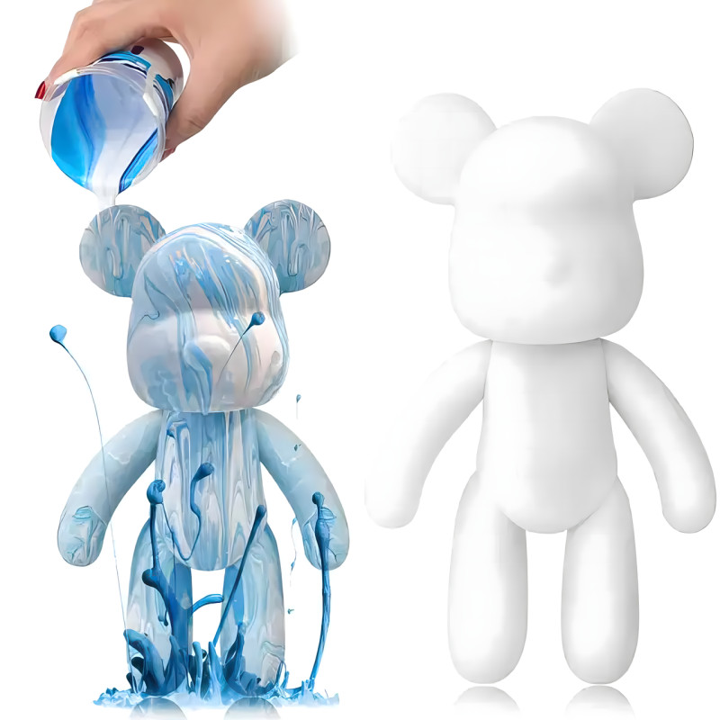 Набір для творчості 23 см флюїдний Ведмедик fluid violent bear bearbrick, з набором фарб фото - 3