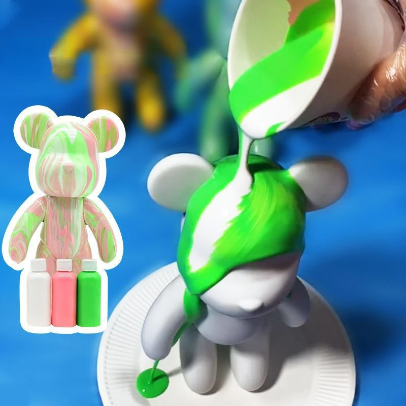 Набір для творчості 23 см флюїдний Ведмедик fluid violent bear bearbrick, з набором фарб фото - 4