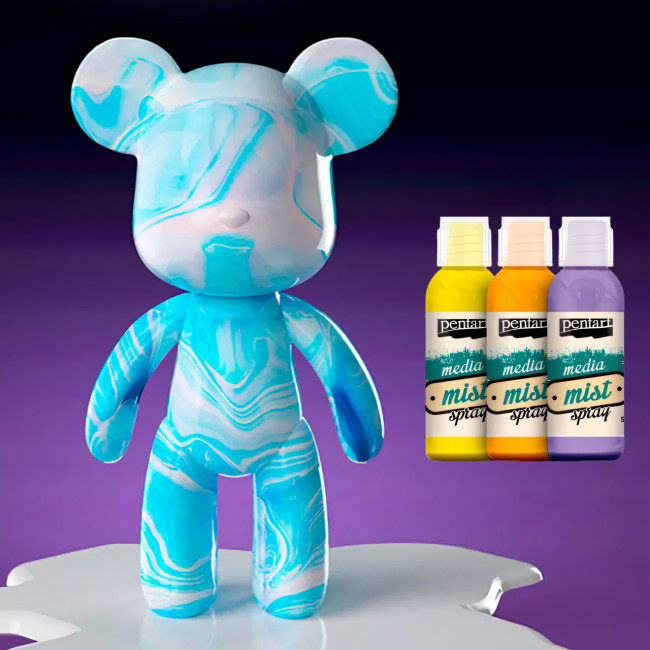 Набір для творчості 23 см флюїдний Ведмедик fluid violent bear bearbrick, з набором фарб