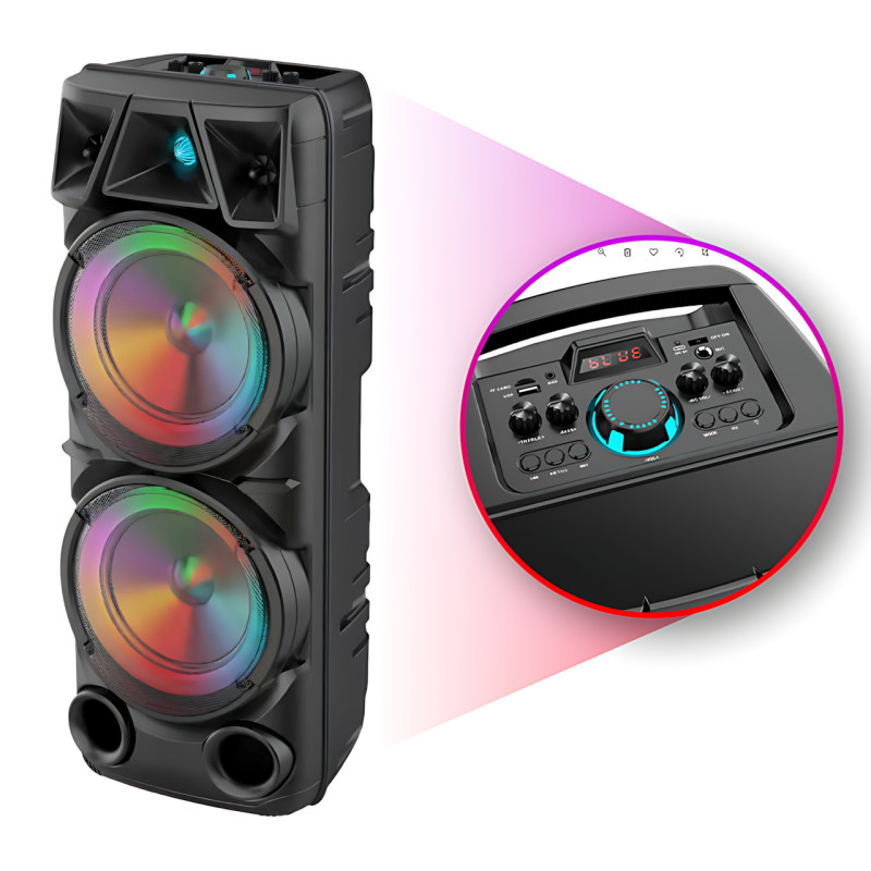 Портативная акустическая система, музыкальная Bluetooth колонка ZQS8210 с пультом и микрофоном, на колесах фото - 2
