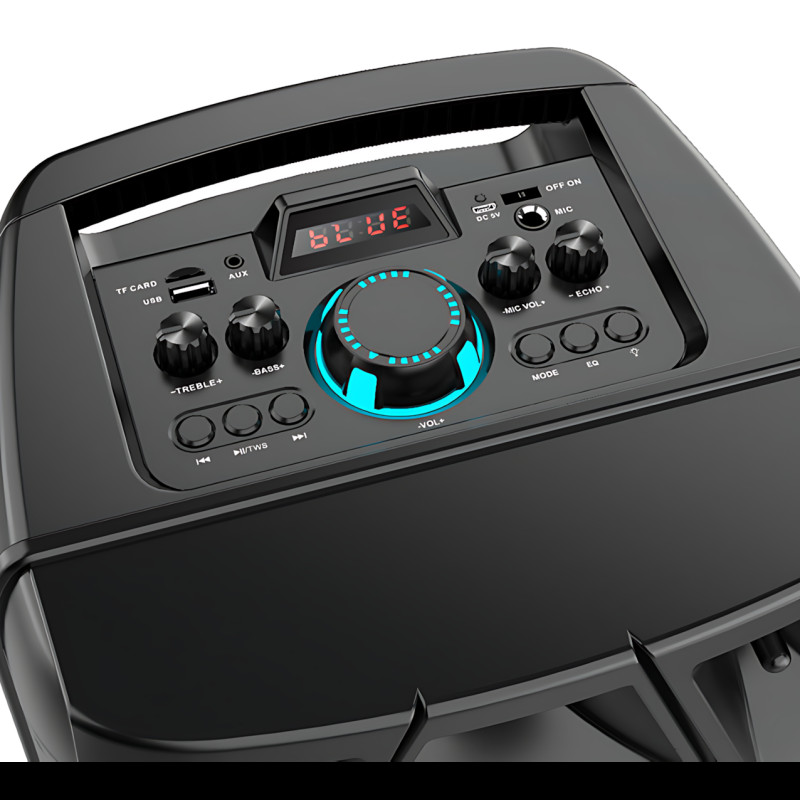 Портативная акустическая система, музыкальная Bluetooth колонка ZQS8210 с пультом и микрофоном, на колесах фото - 5