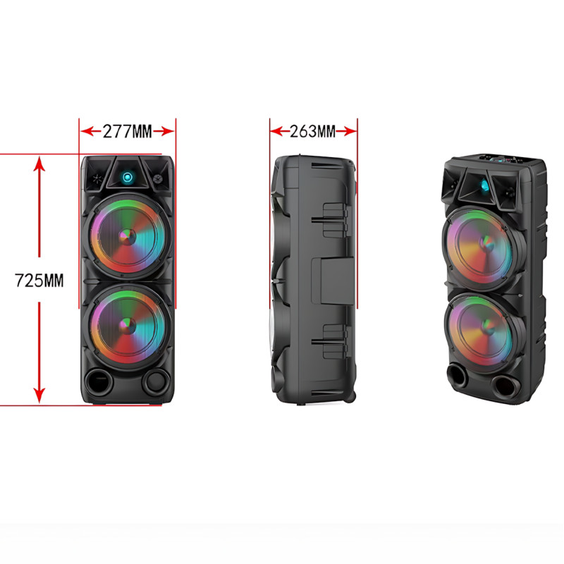 Портативная акустическая система, музыкальная Bluetooth колонка ZQS8210 с пультом и микрофоном, на колесах фото - 8