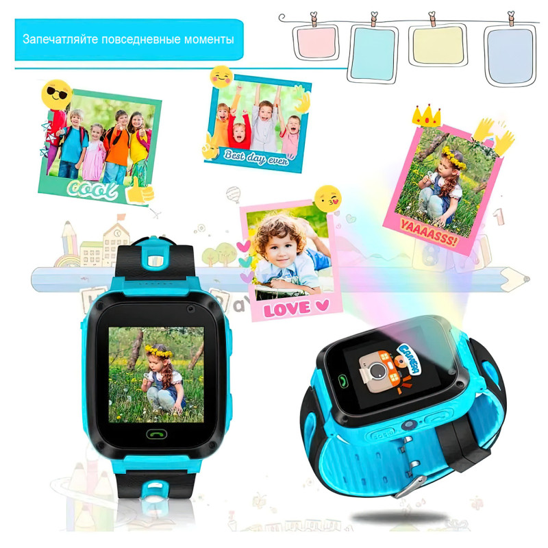 Дитячий розумний годинник Smart Watch F2 з GPS і Sim картою Блакитний фото - 6