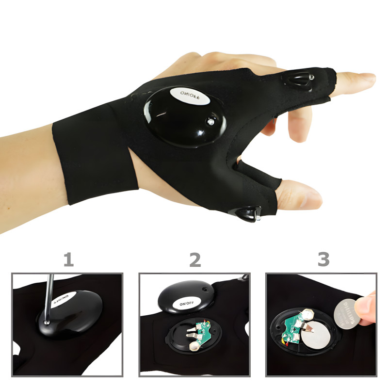 Перчатка со встроенным фонариком Glove Light перчатки с фонариком фото - 4
