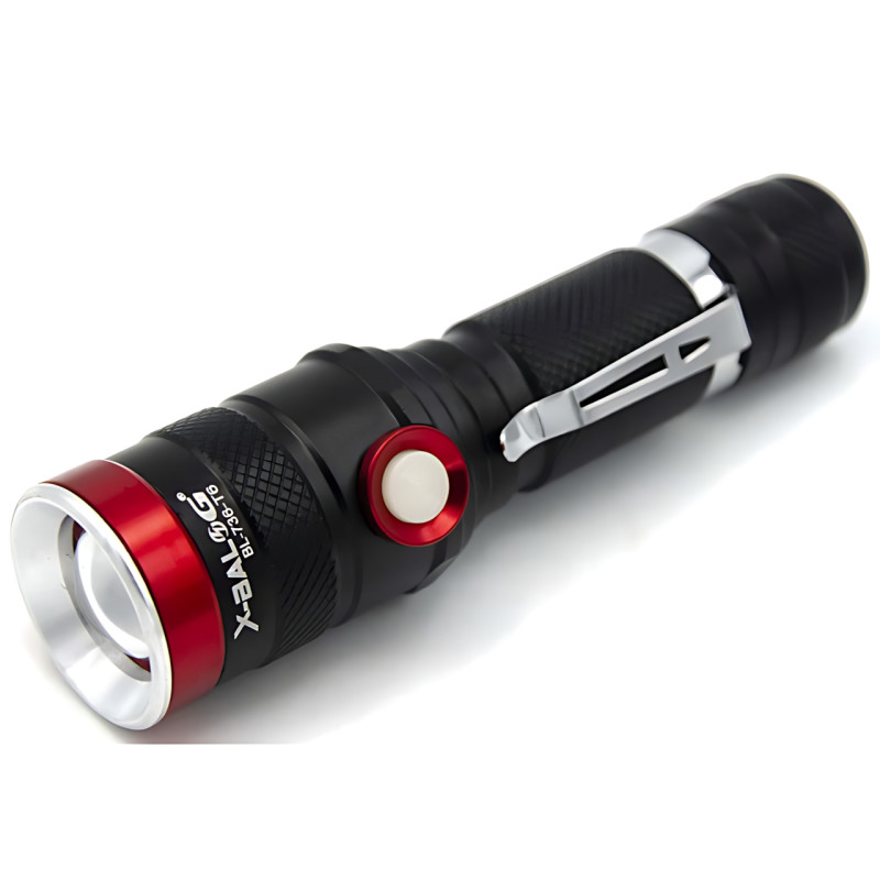 Фонарик ручной Bailong X-BAIL BL-736 T6, 1000 Лм – COB LED, Zoom, SOS, до 10 часов работы, черный фото - 2