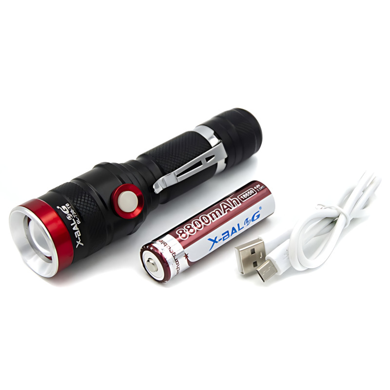 Фонарик ручной Bailong X-BAIL BL-736 T6, 1000 Лм – COB LED, Zoom, SOS, до 10 часов работы, черный фото - 10