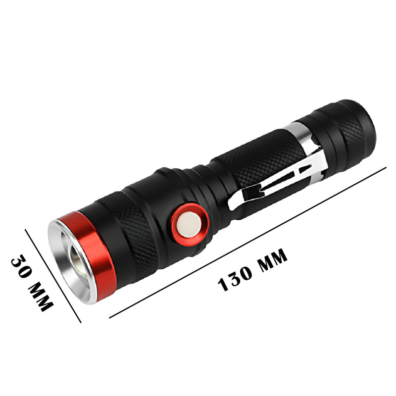Фонарик ручной Bailong X-BAIL BL-736 T6, 1000 Лм – COB LED, Zoom, SOS, до 10 часов работы, черный фото - 9