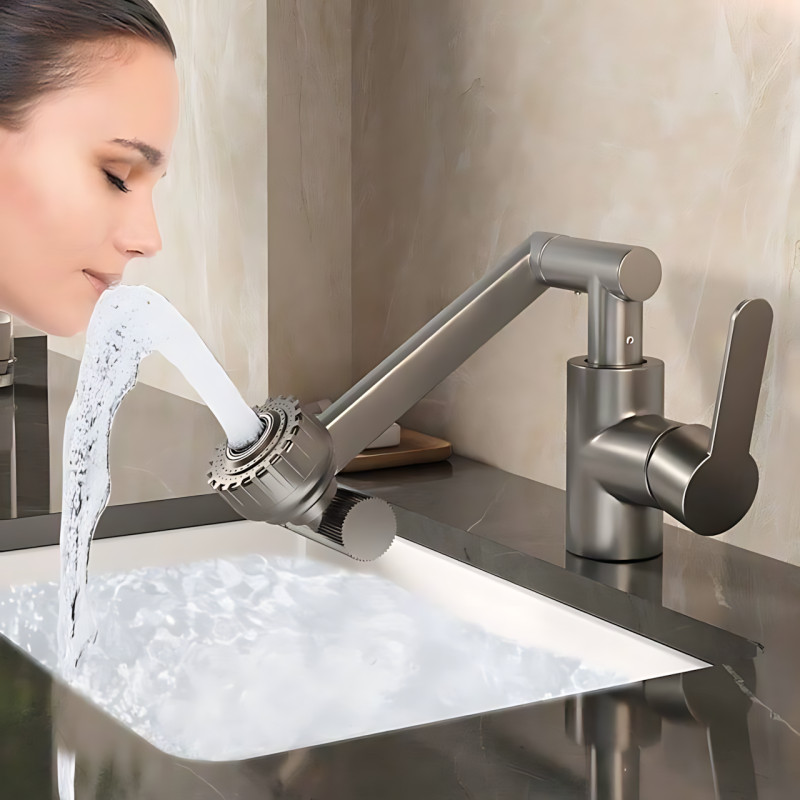 Змішувач для раковини faucet AND938 телескопічний поворотний 361 мм, однозахопний, латунь, матовий фото - 5
