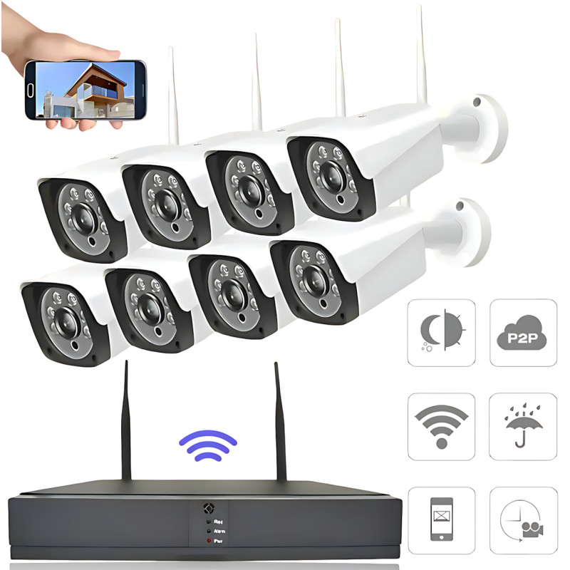 Домашний комплект видеонаблюдения DVR KIT-6678 Wi-Fi, 8 камер, 1080P, IP67, ночная съёмка, P2P, Cloud фото - 2