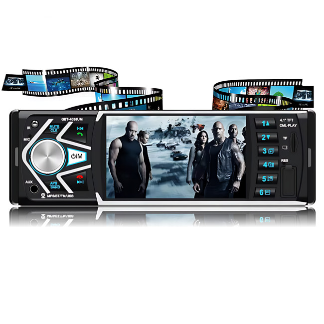 Автомагнітола MP5 4038 з екраном 4.1" TFT HD, підтримкою відео та FM-тюнером