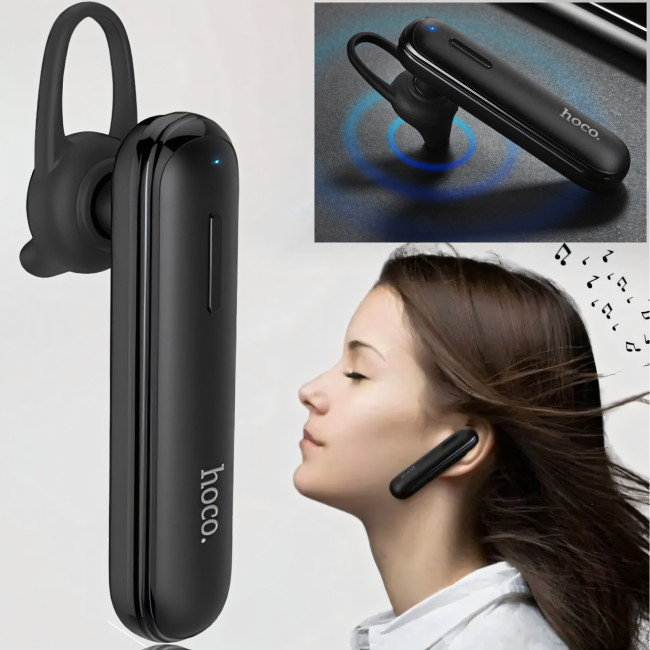 Бездротова Bluetooth гарнітура HOCO E36 Free sound, хендсфрі моно з мікрофоном і шумозаглушенням, чорний