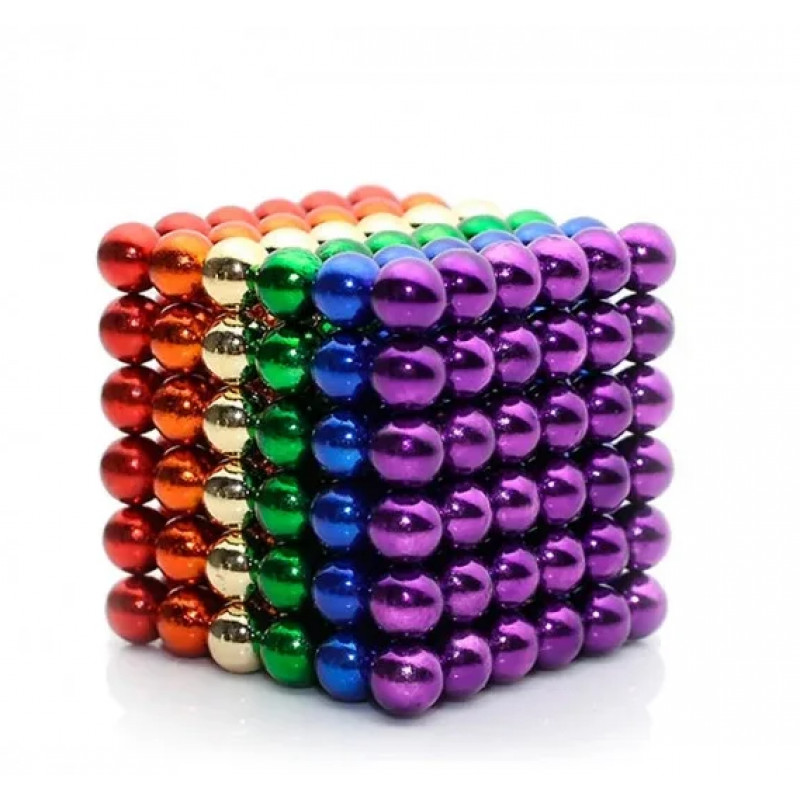Магнитный Неокуб Радуга NEOCUBE 6 colors, цветной, 216 магнитных шариков 5 мм фото - 0