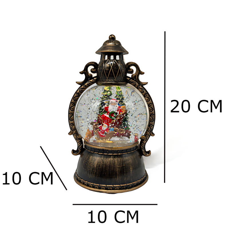 Снежный шар-фонарь «Дед Мороз» SH2515 с автоподдувом, LED-подсветкой и музыкой, декоративный USB-фонарь с эффектом снегопада фото - 5