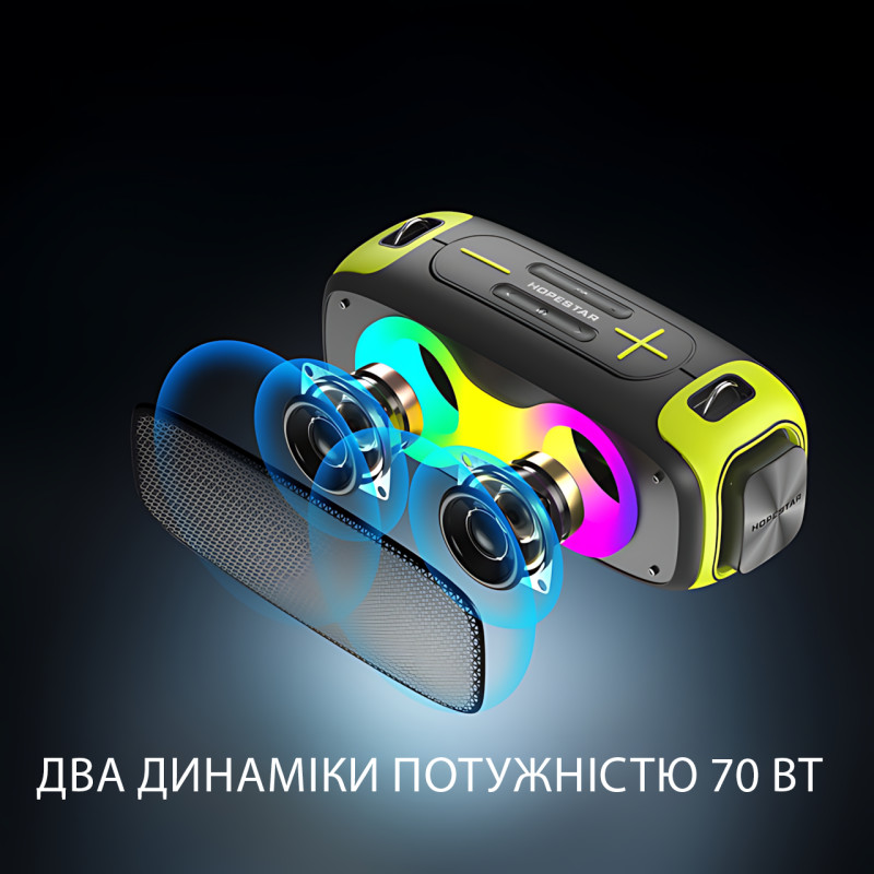 Портативная Bluetooth-колонка Hopestar A30 Party 70Вт, TWS, RGB-подсветка, IPX6, 8800 мАч, AUX, USB, BT 4.0 фото - 4