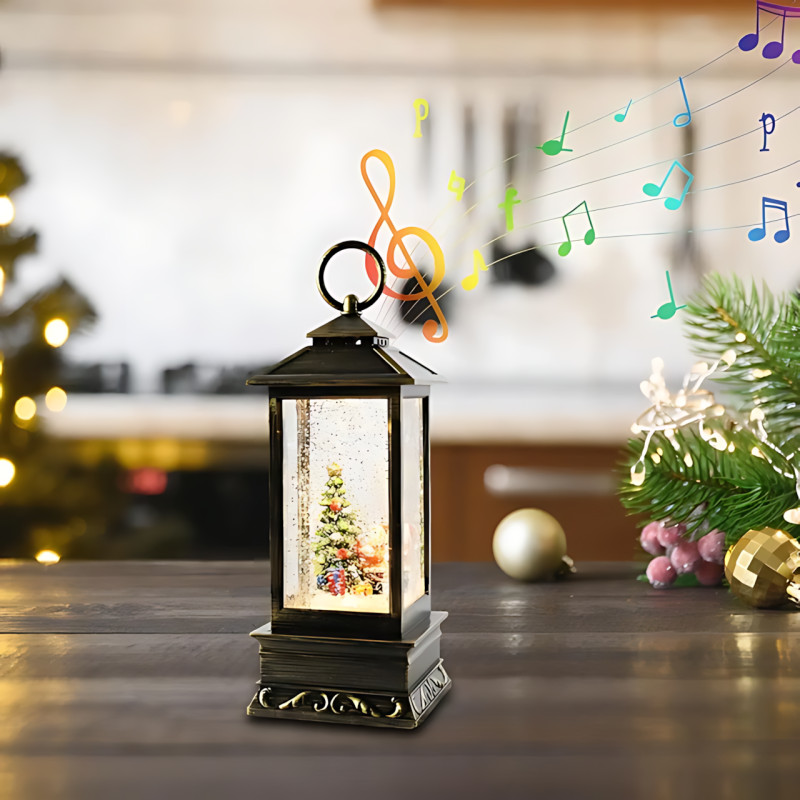 Декоративний святковий ліхтар AT-D26A &laquo;Зимова казка, музика, підсвічування, снігопад, USB/3xAA Елка фото - 6