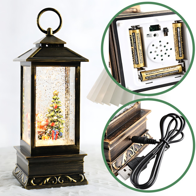 Декоративний святковий ліхтар AT-D26A &laquo;Зимова казка, музика, підсвічування, снігопад, USB/3xAA Елка