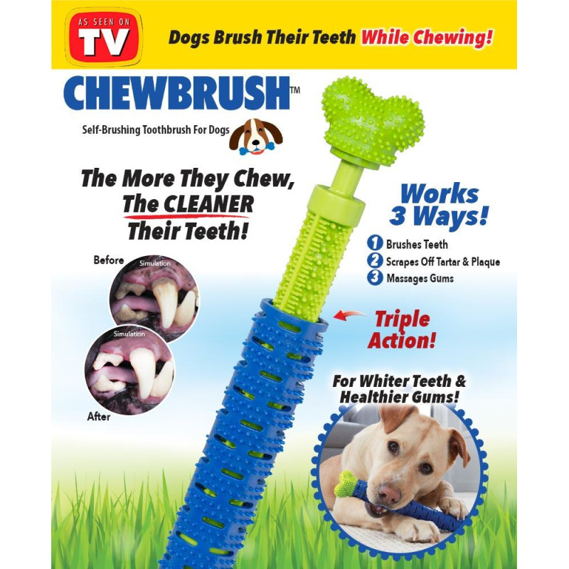 Зубна щітка для собак з секретом CHEWBRUSH, довжина 24 см, з масажем ясен фото - 2