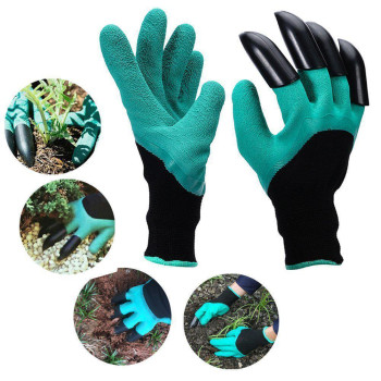Гумові рукавички з кігтями для саду і городу Garden Genie Gloves