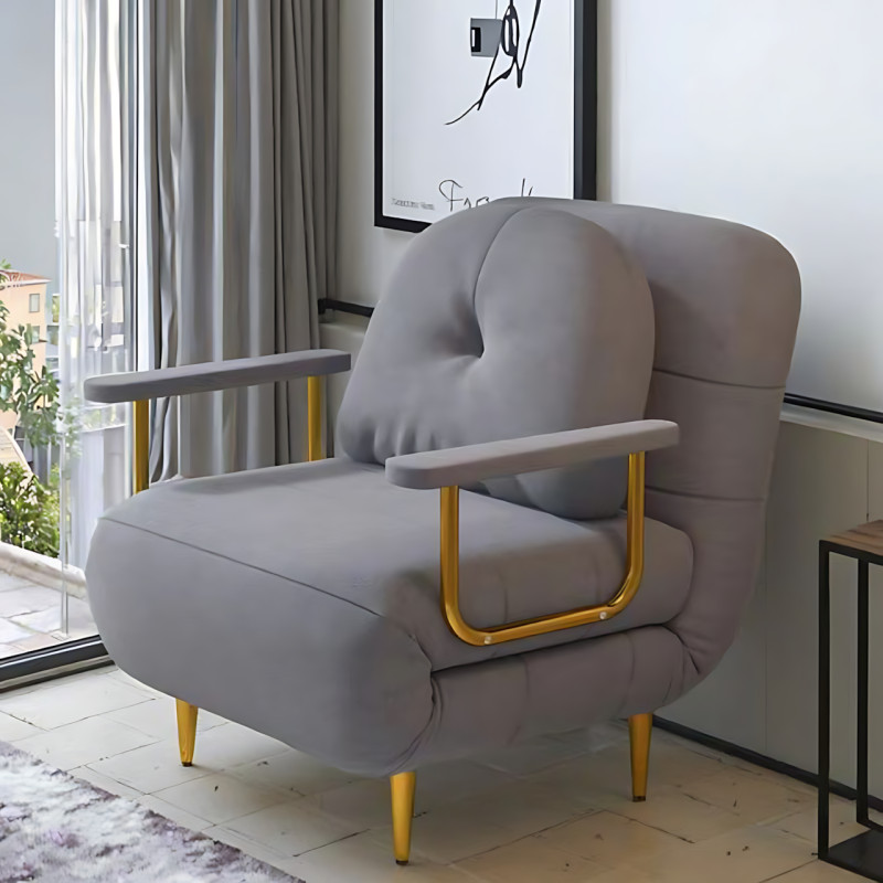 Кресло-кровать раскладное 3-в-1 DR-65, софа, шезлонг с металлическим каркасом, тканью антикоготь, подушкой, подлокотниками, серый фото - 3