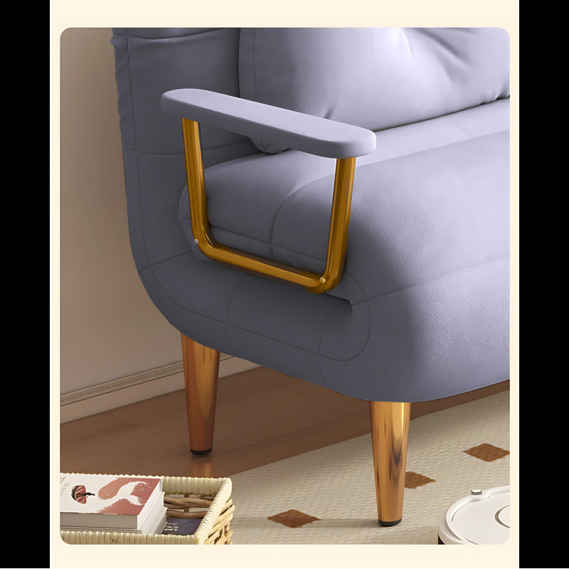 Кресло-кровать раскладное 3-в-1 DR-65, софа, шезлонг с металлическим каркасом, тканью антикоготь, подушкой, подлокотниками, серый фото - 11