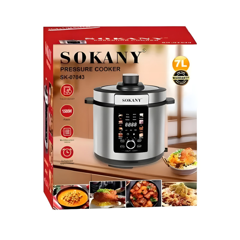 Мультиварка-скороварка Sokany SK-07043 — 7 л, 1500 Вт, антипригарна чаша, сенсорне керування, 15 програм фото - 8