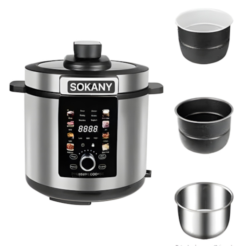 Мультиварка-скороварка Sokany SK-07043 — 7 л, 1500 Вт, антипригарна чаша, сенсорне керування, 15 програм фото - 2