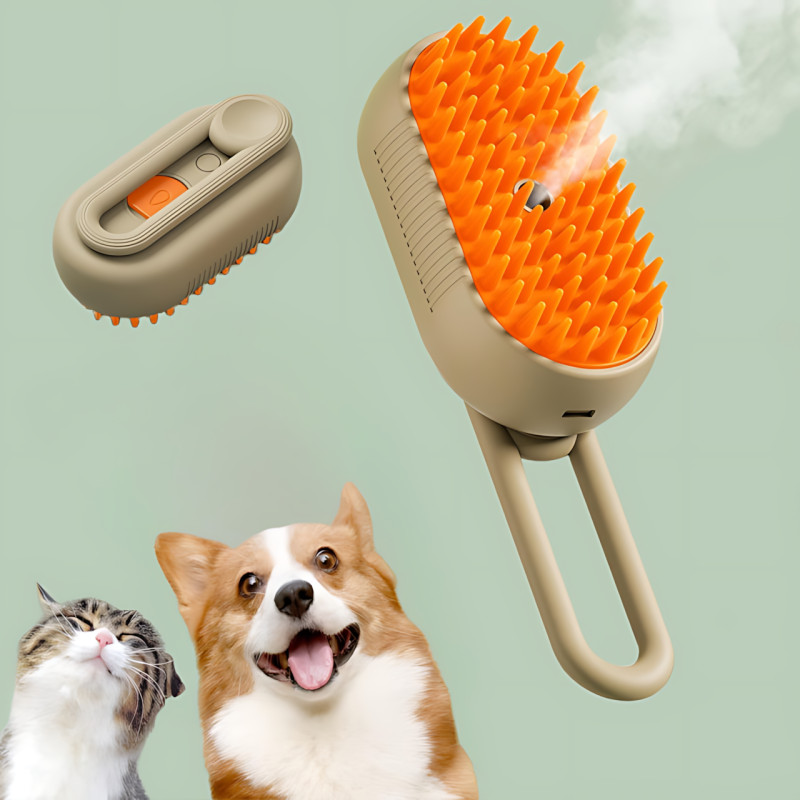 Парова щітка-масажер 3 в 1, PET SPRAY MASSAGE BRUSH з паровим розпилювачем для вичісування собак і кішок фото - 3