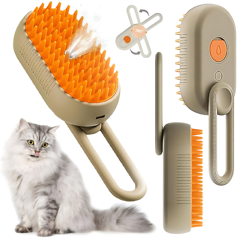 Парова щітка-масажер 3 в 1, PET SPRAY MASSAGE BRUSH з паровим розпилювачем для вичісування собак і кішок фото - 2