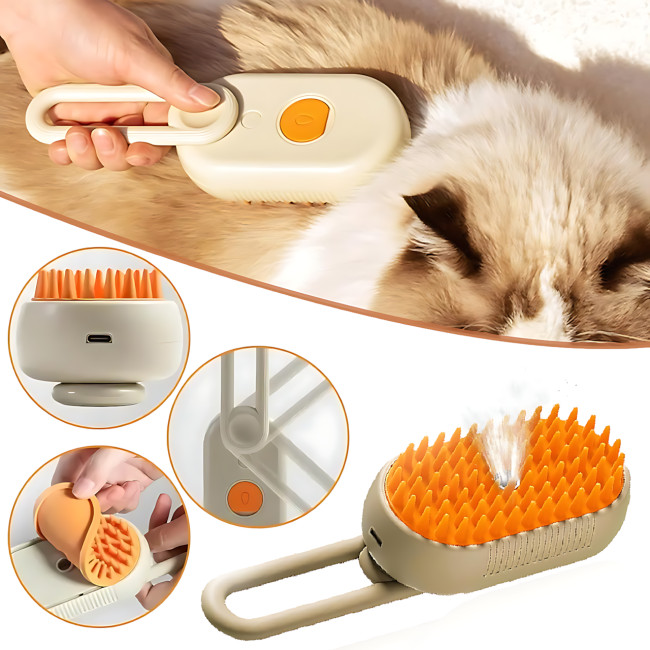 Парова щітка-масажер 3 в 1, PET SPRAY MASSAGE BRUSH з паровим розпилювачем для вичісування собак і кішок