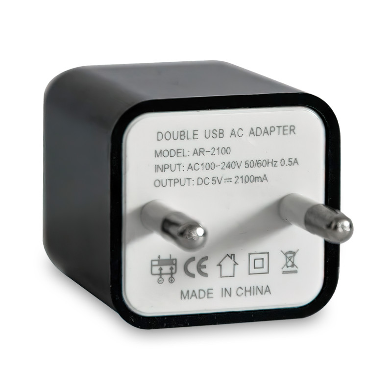 Адаптер живлення CUBE Pro від мережі 100-240 В 2 USB,  1 А/2.1A, чорний, глянсовий фото - 3
