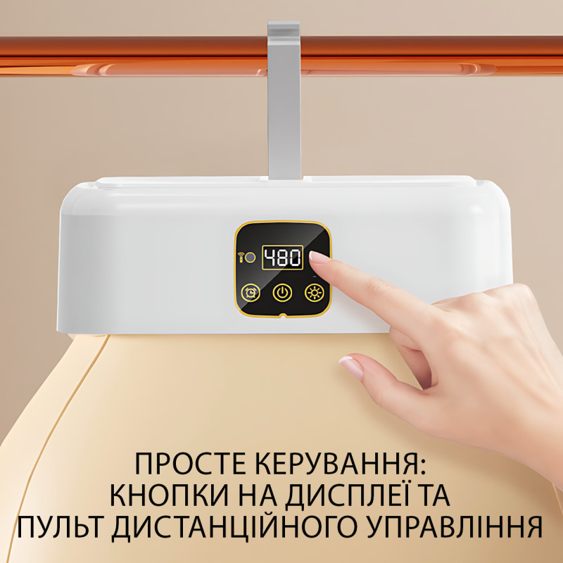 Сушарка AND XL-1187 підвісна, складана, 600 Вт, до 10 кг, дисплей, пульт, 70 °C, безшумна, 2 режими фото - 7