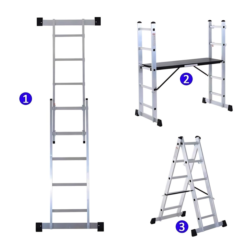 Алюминиевая лестница-стремянка-помост 3в1 DLSL-101-6, трансформер, до 150 кг, платформа, лестница, 2.8 метра фото - 2