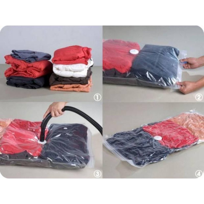 Вакуумный пакет для хранения Vacuum Bag, 60*80 см, с клапаном, прозрачный фото - 4