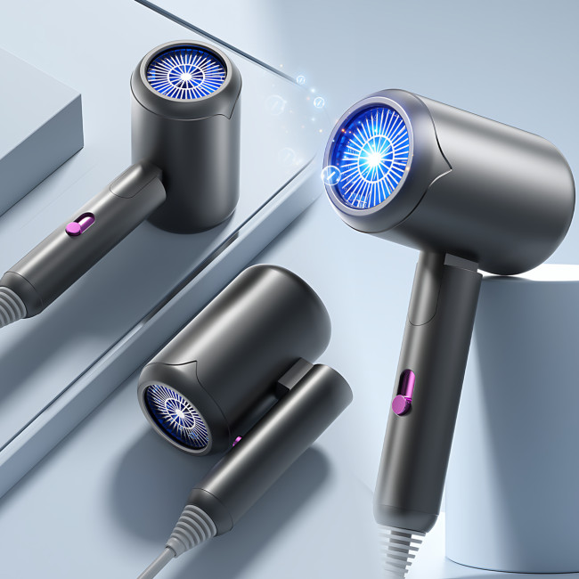 Фен для волосся складаний стайлер Air Blower LY-811, потужність 1800 Вт, 3 швидкості, іонізація, сірий