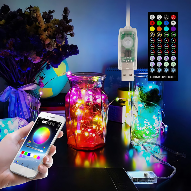 Гирлянда Капля росы SFK-04, длинна 10 м, управление пультом и APP Bluetooth, USB фото - 6