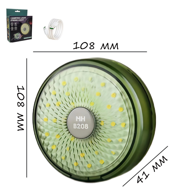 Перезаряжаемая кемпинговая LED лампа-фонарь, RGB, 8 режимов, 8 м, USB и Type-C, АКБ 18650 фото - 10
