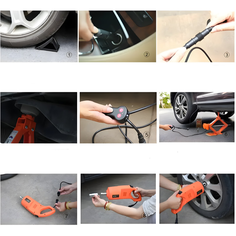 Автомобильный набор (3 в 1) 12V , Электро-домкрат, электро-гайковёрт и электро-компресор в кейсе. фото - 7