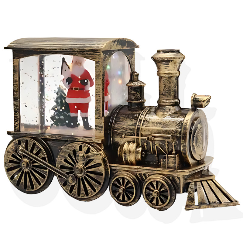 Праздничный ночник-сувенир «Рождественский Поезд» AT-D15S, с LED-подсветкой, эффектом снегопада, фигурками внутри, на батарейках фото - 5
