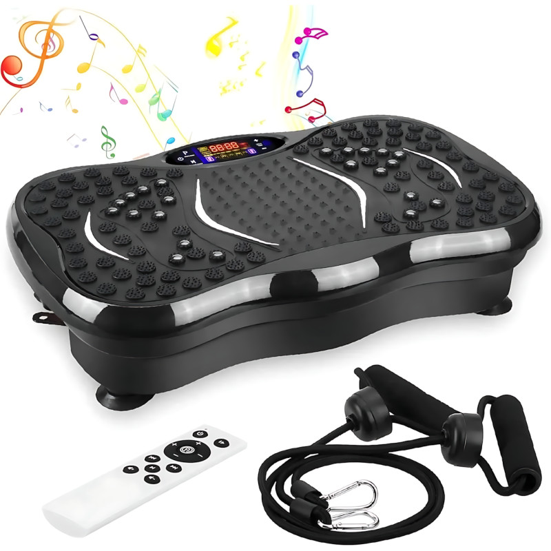 Виброплатформа для похудения с LED-дисплеем и Bluetooth, до 150 кг, 99 уровней, с эспандерами и петлями, фитнес-платформа для дома фото - 3 Виброплатформа для похудения с LED-дисплеем и Bluetooth, до 150 кг, 99 уровней, с эспандерами и петлями, фитнес-платформа для дома фото - 3