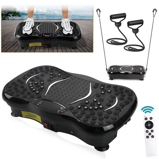 Виброплатформа для похудения с LED-дисплеем и Bluetooth, до 150 кг, 99 уровней, с эспандерами и петлями, фитнес-платформа для дома Виброплатформа для похудения с LED-дисплеем и Bluetooth, до 150 кг, 99 уровней, с эспандерами и петлями, фитнес-платформа для дома