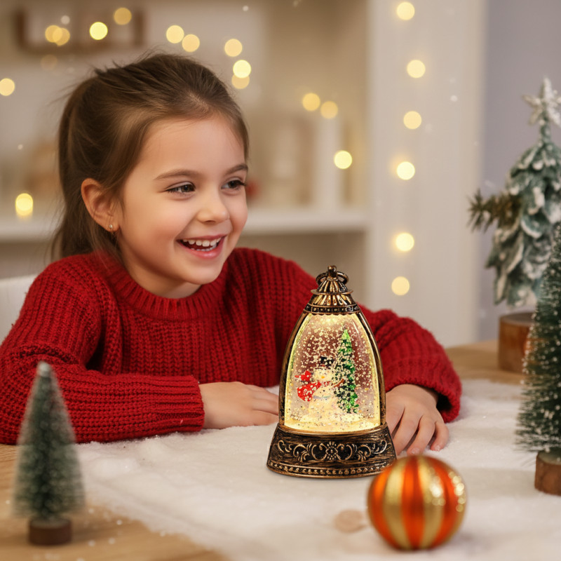 Рождественский ночник-фонарь &laquo;Снежная лампа&raquo; 14&times;8,5 см с LED-подсветкой, блестками и рождественскими фигурками фото - 10