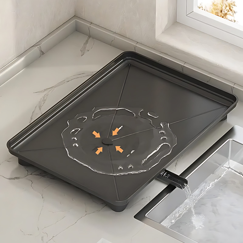 Многоуровневая кухонная сушилка-органайзер AND-102-30-10PCS, стеллаж для посуды с дренажем, 2 яруса, вращение фото - 6
