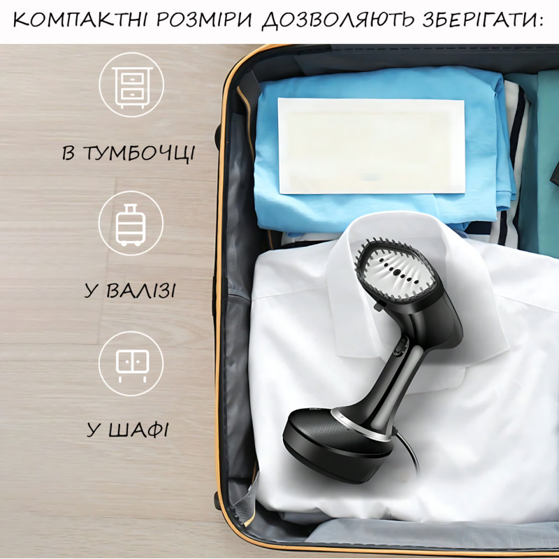 Отпариватель ручной BOMA Hand held steam iron BM-528, вертикальный отпариватель для одежды, 1500 Вт, с щеткой фото - 8