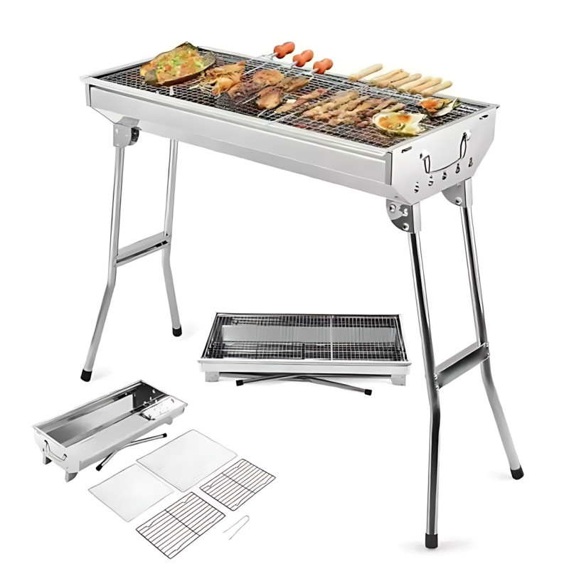 Складной гриль мангал BBQ GP-4272 из нержавеющей стали на 10 шампуров, 73 х 34 х 69 см фото - 8