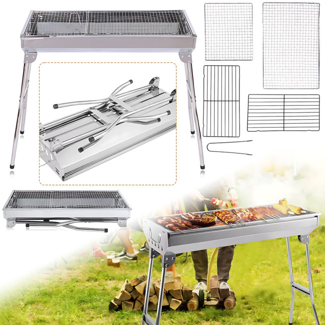 Складной гриль мангал BBQ GP-4272 из нержавеющей стали на 10 шампуров, 73 х 34 х 69 см