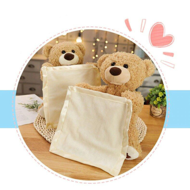 Дитяча інтерактивна іграшка плюшевий ведмедик Peekaboo Bear, 30 см висота, коричневий, на батарейках