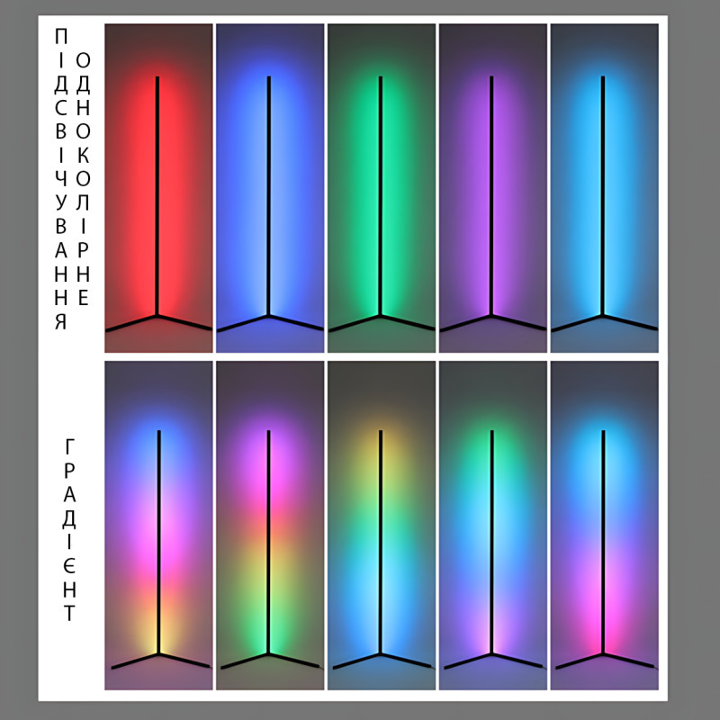 Напольная LED-лампа, угловой умный USB светильник с RGB-подсветкой, пультом управления,  APP фото - 5
