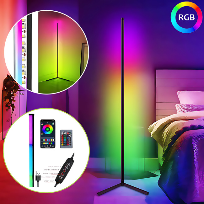 Напольная LED-лампа, угловой умный USB светильник с RGB-подсветкой, пультом управления,  APP