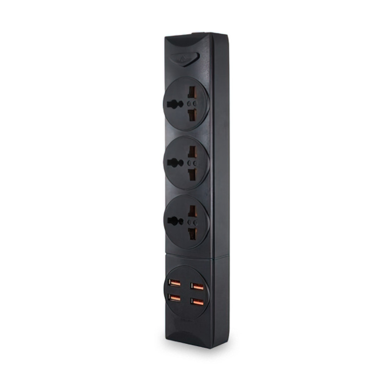 Мережевий фільтр-подовжувач BKL01-3 на 3 вилки, 4 USB, 2500 Вт, EU фото - 2