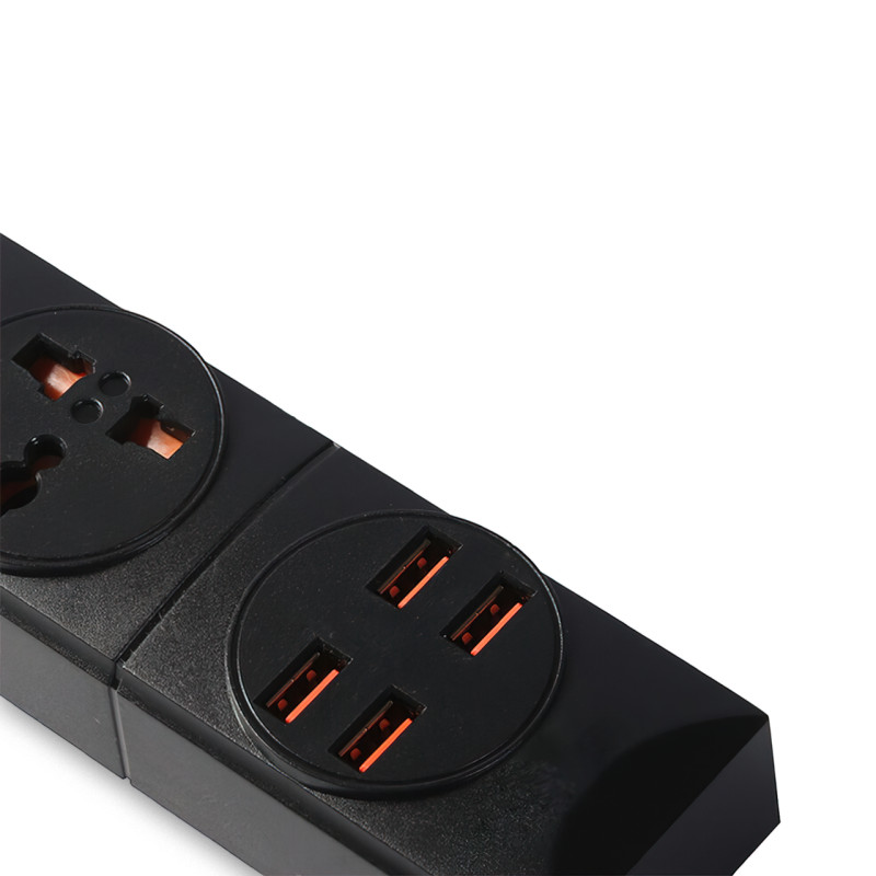 Мережевий фільтр-подовжувач BKL01-3 на 3 вилки, 4 USB, 2500 Вт, EU фото - 4